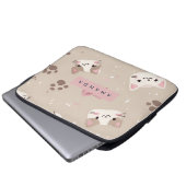 Personalisiertes Kawaii Cat Face Pattern Laptopschutzhülle (Vorne Knopf)