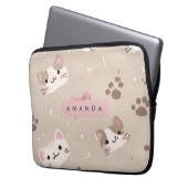 Personalisiertes Kawaii Cat Face Pattern Laptopschutzhülle (Vorderseite Links)