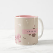 Personalisiertes Kawaii Cat Face Pattern Zweifarbige Tasse (VorderseiteRechts)