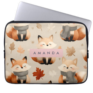 Personalisiertes Kawaii Herbstfox-Muster Laptopschutzhülle