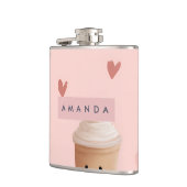 Personalisiertes Kawaii Iced Coffee Pattern Flachmann (Links)