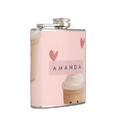 Personalisiertes Kawaii Iced Coffee Pattern Flachmann (Rechts)