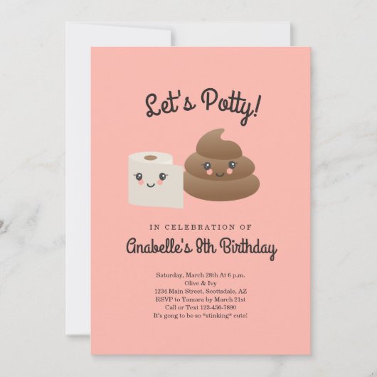 Personalisiertes Kawaii Kack & TP (Toilettenpapier Einladung (Vorderseite)