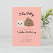 Personalisiertes Kawaii Kack & TP (Toilettenpapier Einladung (Stehend Vorderseite)