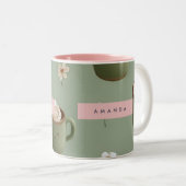 Personalisiertes Kawaii-Kakaomuster Zweifarbige Tasse (VorderseiteRechts)