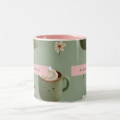 Personalisiertes Kawaii-Kakaomuster Zweifarbige Tasse (Mittel)