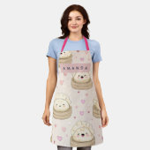 Personalisiertes Kawaii Pastell-Dumpling-Muster Schürze (Getragen)