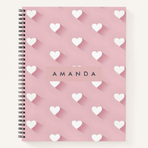 Personalisiertes Kawaii Rosa Herz Notizblock