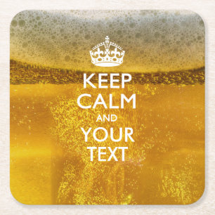 Personalisiertes KEEP CALM AND Dein Text auf Bier Rechteckiger Pappuntersetzer