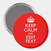 Personalisiertes Keep Calm And Edit Text Rot Dekor Magnet (Vorderseite/Rückseite)