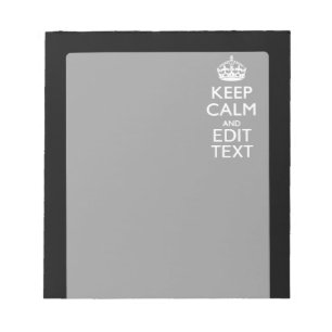Personalisiertes KEEP CALM Ihr Text auf Schwarz Notizblock