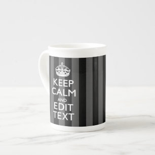 Personalisiertes KEEP CALM Ihr Text auf schwarzen Porzellantasse