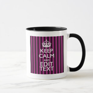 Personalisiertes KEEP CALM Ihr Text Fuchsia Streif Tasse