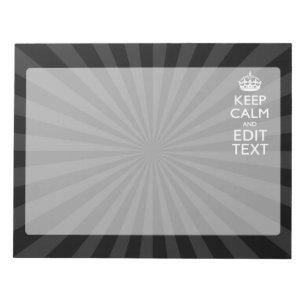 Personalisiertes KEEP CALM Ihr Text Schwarz Sunbur Notizblock