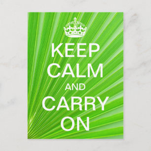 Personalisiertes KEEP CALM und CARRY ON - grüne Pa Postkarte