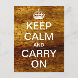 Personalisiertes KEEP CALM und CARRY ON - Holz Postkarte