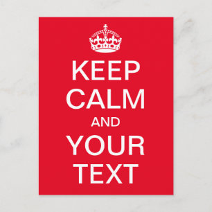 Personalisiertes KEEP CALM und DEIN TEXT - weiße W Postkarte
