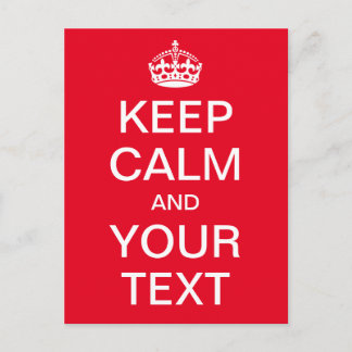 Personalisiertes KEEP CALM und DEIN TEXT - weiße W Postkarte