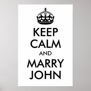 Personalisiertes Keep Calm und Heirate Schwarz Poster