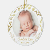 Personalisiertes Keepake Baby Weihnachtsjause Foto Keramik Ornament (Links)