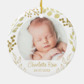 Personalisiertes Keepake Baby Weihnachtsjause Foto Keramik Ornament (Hinten)