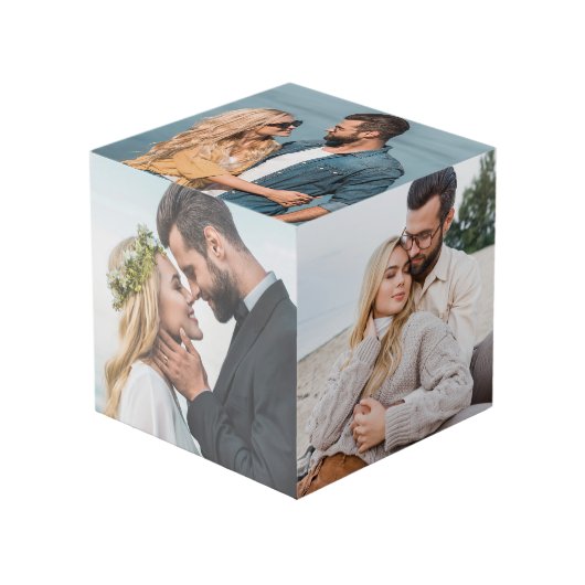 Personalisiertes Keepake-Neugezogenes Couple-Foto Würfel (Vorderseite Schrägansicht)