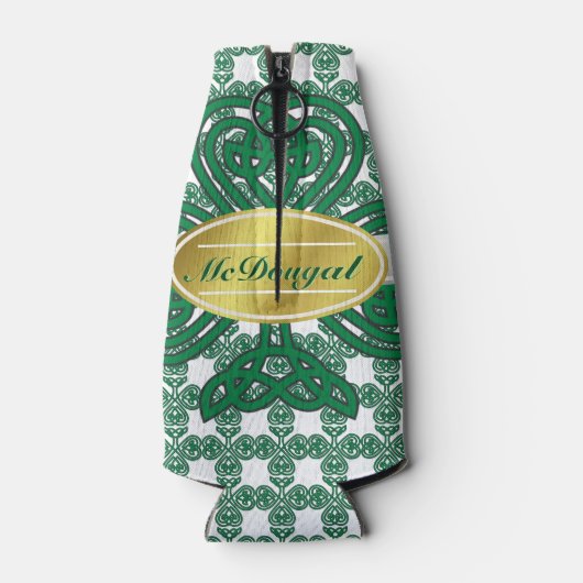 Personalisiertes keltisches Kleeblatt Scroll Flaschenkühler (Rückseite)