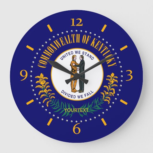 Personalisiertes Kentucky State Flag Design Große Wanduhr (Vorderseite)
