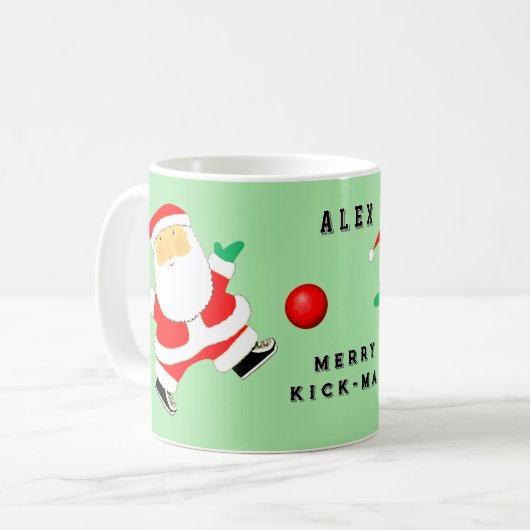 Personalisiertes Kickball Weihnachtskollektiv Kaffeetasse (Vorderseite Links)