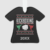 Personalisiertes Kickboxing Ugly Christmas Sweater Ornament (Rückseite)