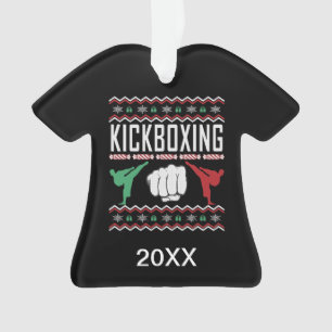 Personalisiertes Kickboxing Ugly Christmas Sweater Ornament