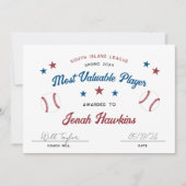 Personalisiertes Kids Baseball Team Award-Zertifik (Vorderseite)