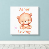 Personalisiertes Kind Affirmation Brown Bär Kinder Leinwanddruck (Insitu (Holzboden))