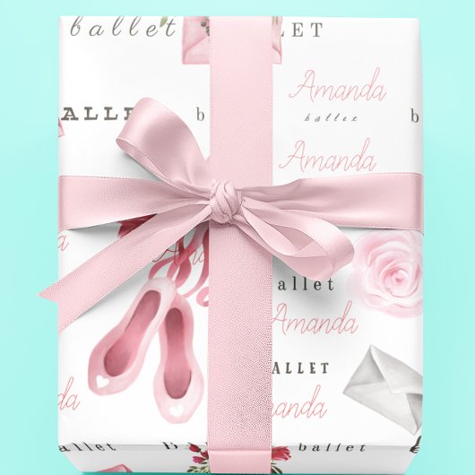 Personalisiertes Kind Ballerina Pink Geschenkpapier