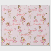Personalisiertes Kind Ballerina Rosa Hübsch Geschenkpapier (Flach)