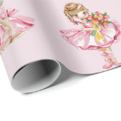 Personalisiertes Kind Ballerina Rosa Hübsch Geschenkpapier (Rolleneckpunkt)