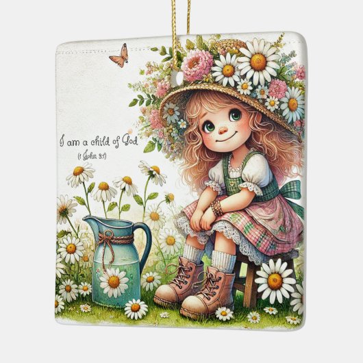 Personalisiertes Kind des Gottesmädchens Keramikornament (Links)