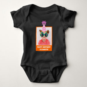 Personalisiertes Kind Foto glücklich Geburtstag mi Baby Strampler