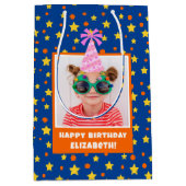 Personalisiertes Kind Foto glücklich Geburtstag mi Mittlere Geschenktüte (Vorderseite)