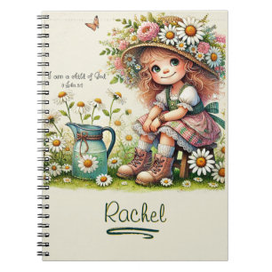 Personalisiertes Kind Gottes Gänseblümchen Mädchen Notizblock