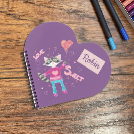 Personalisiertes Kind-Raccoon-lila-Notebook Notizblock