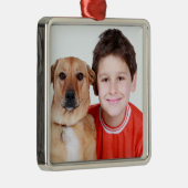 Personalisiertes Kind und Hund Foto Weihnachtsbaum Ornament Aus Metall (Rechts)