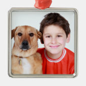 Personalisiertes Kind und Hund Foto Weihnachtsbaum Ornament Aus Metall (Vorne)