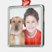 Personalisiertes Kind und Hund Foto Weihnachtsbaum Ornament Aus Metall (Links)