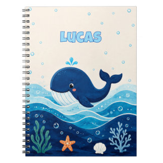 Personalisiertes Kinder-Ozean-Wal-Name-Notizbuch Notizblock