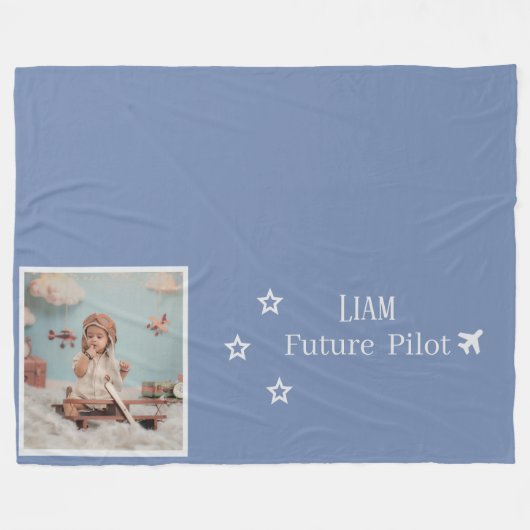 Personalisiertes Kinder-Zukunftspilot mit Foto & N Fleecedecke (Vorderseite (Horizontal))