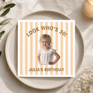 Personalisiertes Kinderfoto 30. 40. 50. Geburtstag Serviette