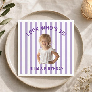 Personalisiertes Kinderfoto 30. 40. 50. Geburtstag Serviette