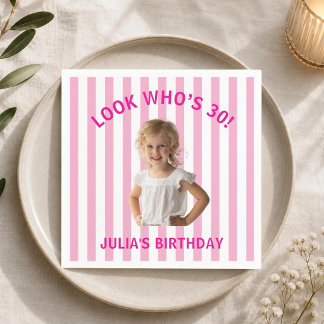 Personalisiertes Kinderfoto 30. 40. 50. Geburtstag Serviette