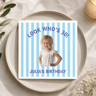 Personalisiertes Kinderfoto 30. 40. 50. Geburtstag Serviette